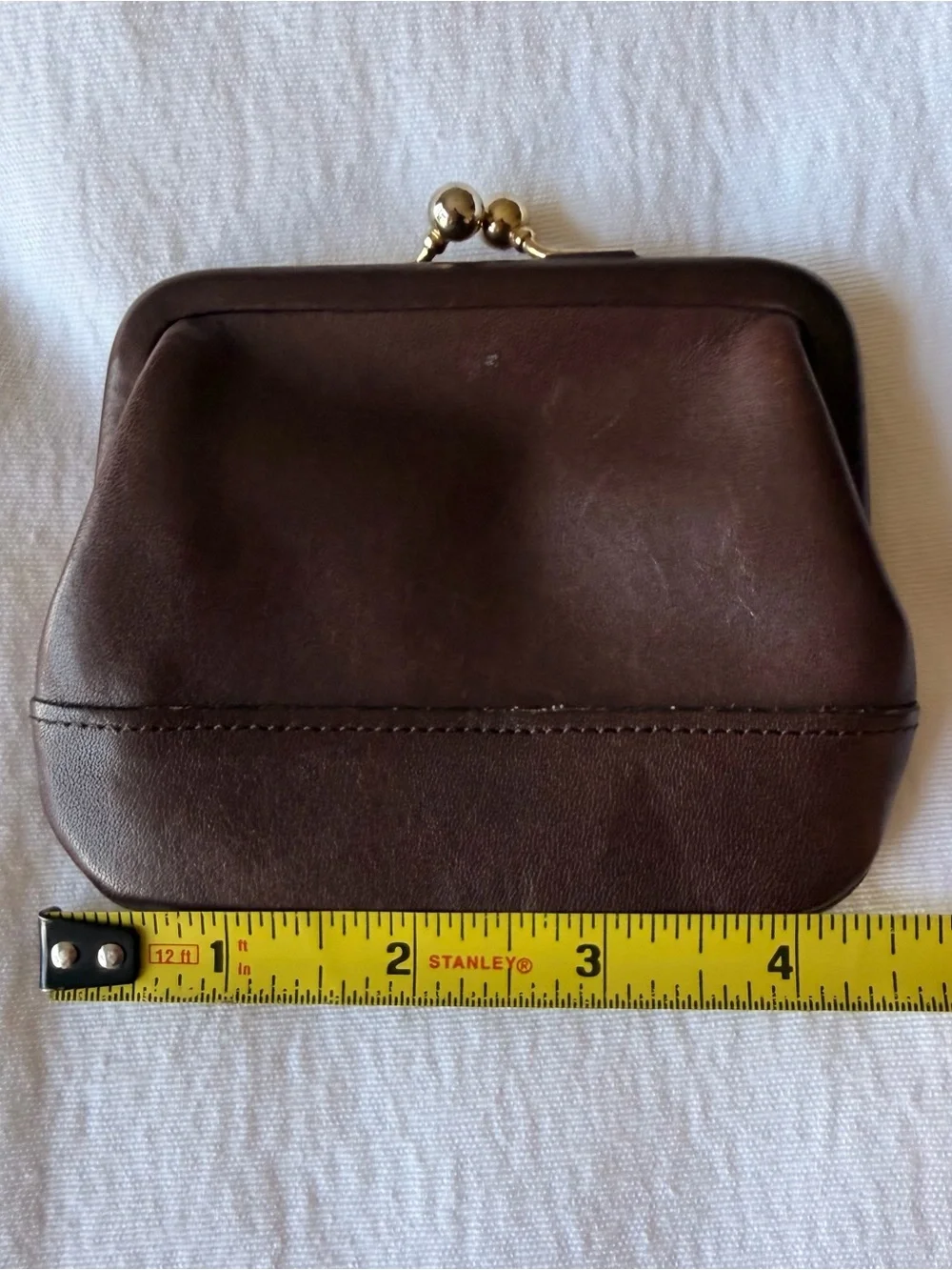 Coach Vintage Brown Leather Kiss-Lock Coin Purse